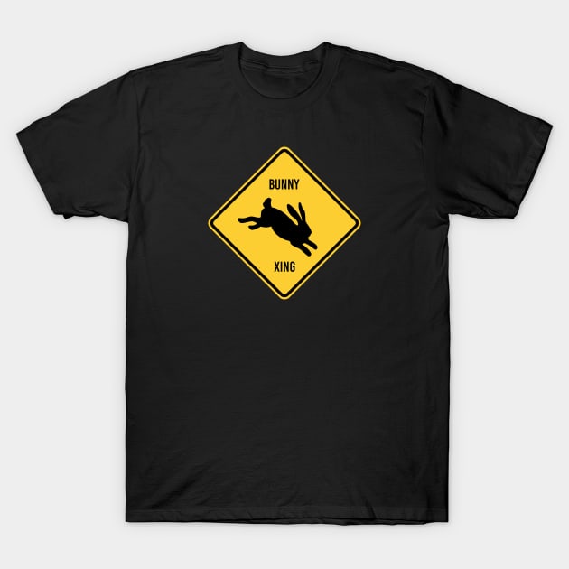 Funny Easter Bunny Crossing Sign T-Shirt by POD Creations